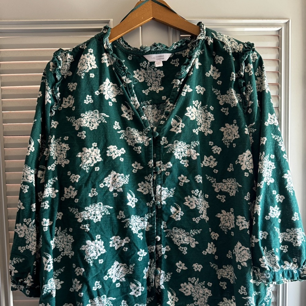 Lauren Conrad Button Down Floral Shirt